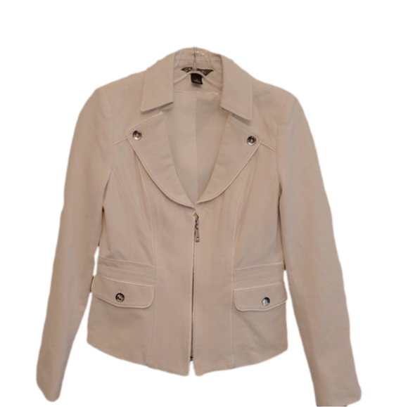 Jackets & Blazers - White House Black Market White Moto Blazer